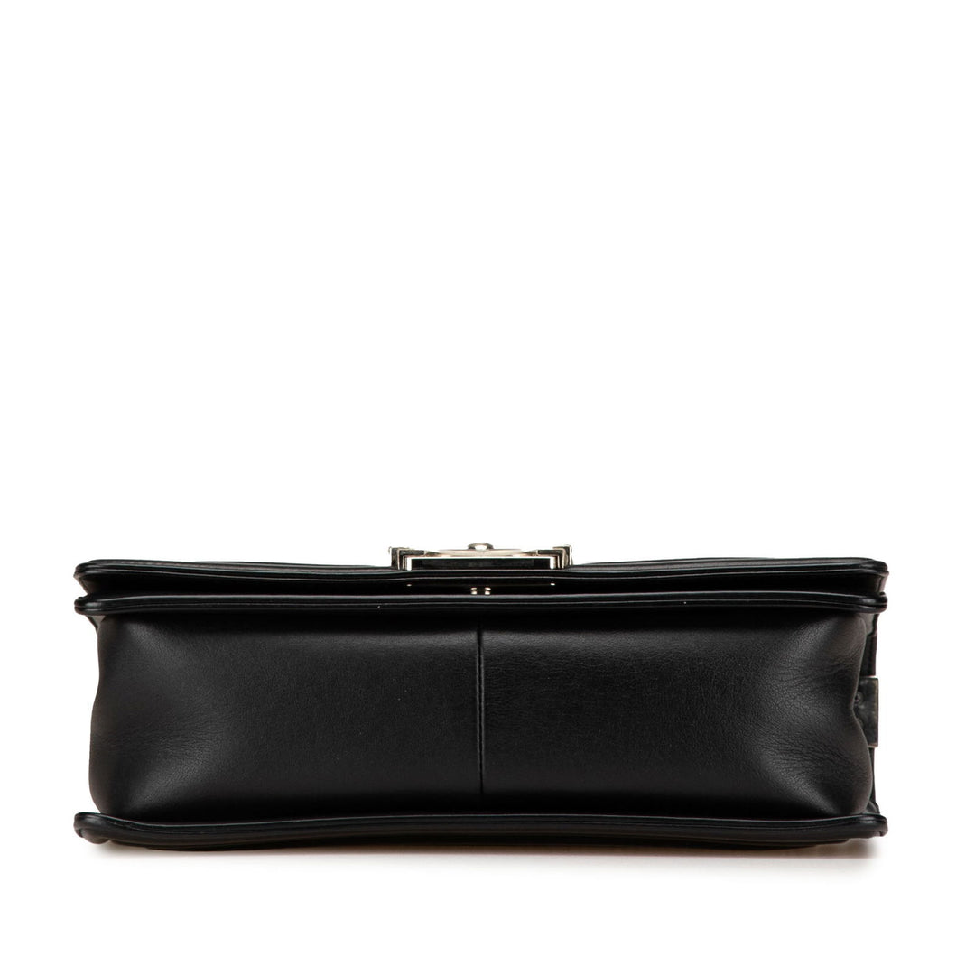Chanel Medium Calfskin Chevron Boy Flap Black - GABY PARIS