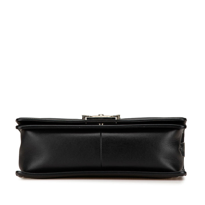 Chanel Medium Calfskin Chevron Boy Flap Black - GABY PARIS