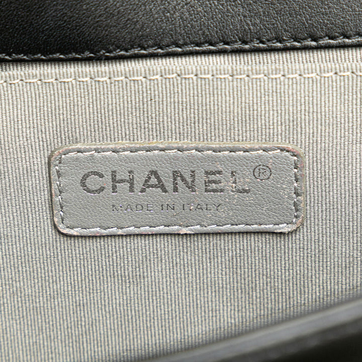 Chanel Medium Calfskin Chevron Boy Flap Black - GABY PARIS