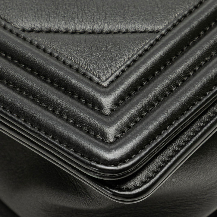 Chanel Medium Calfskin Chevron Boy Flap Black - GABY PARIS