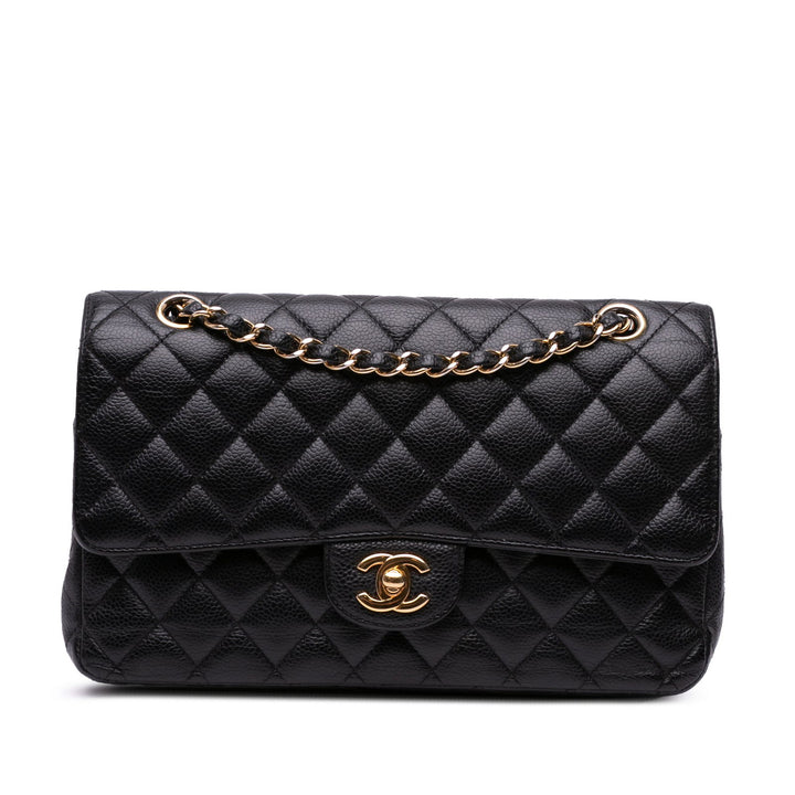 Chanel Medium Classic Caviar Double Flap Black - GABY PARIS