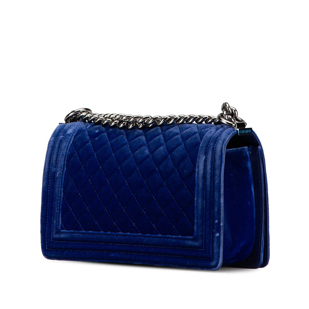 Chanel Medium Quilted Velvet Boy Flap Blue - GABY PARIS