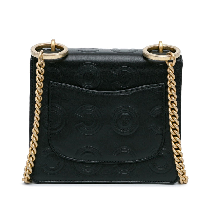 Chanel Mini Square Coco Embossed Calfskin Flap Black - GABY PARIS