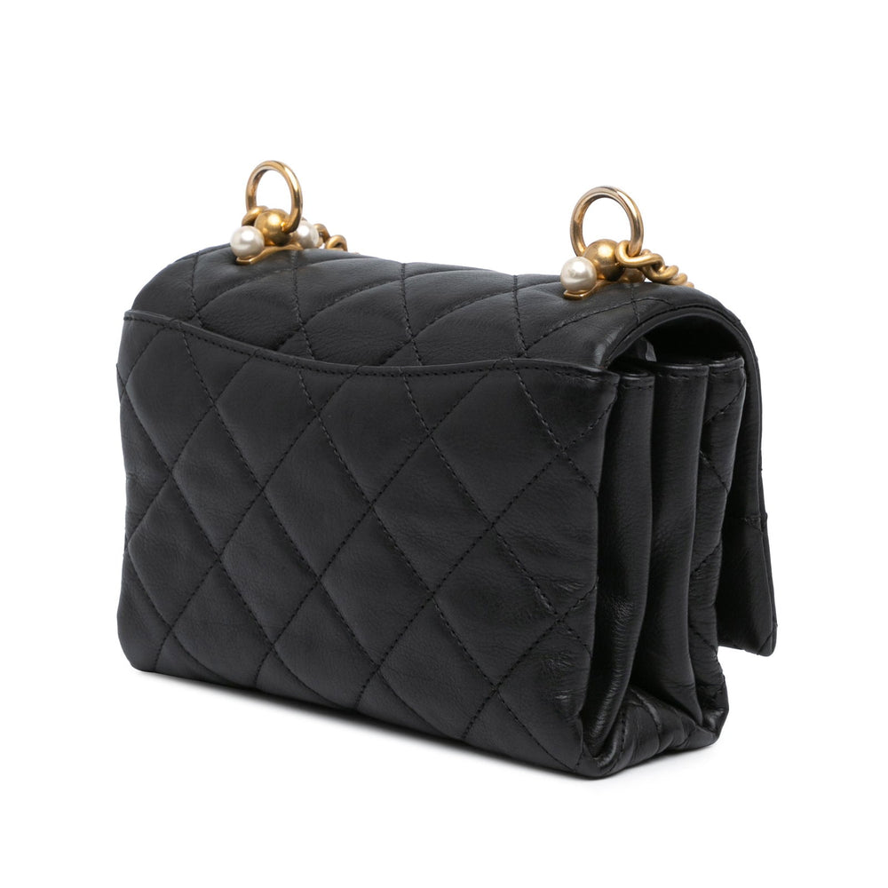 Chanel Quilted Calfskin Pearl CC Accordion Flap Black - GABY PARIS