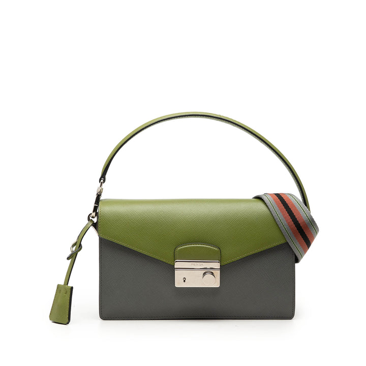 Prada Bicolore Lux Sound Lock Sac Cuir Saffiano