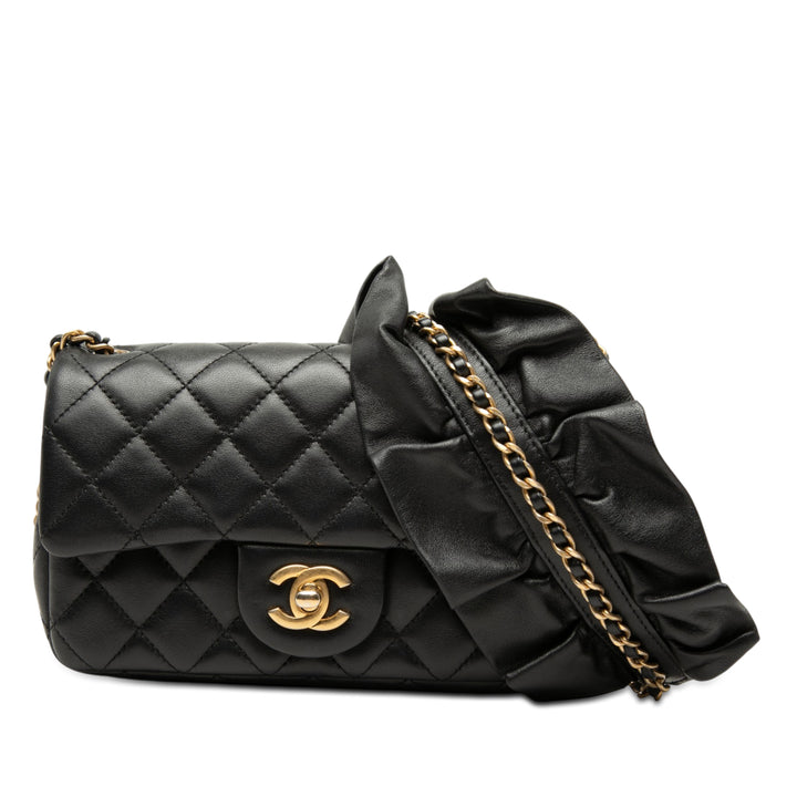 Chanel Mini Rectangular Classic Cuir d’agneau Romance Simple rabat