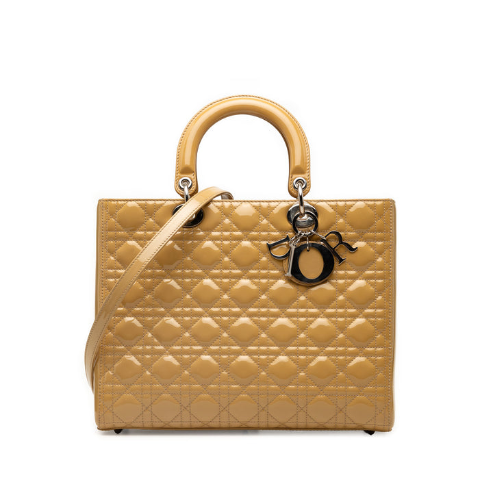 Dior Large Cuir verni Cannage Lady Dior