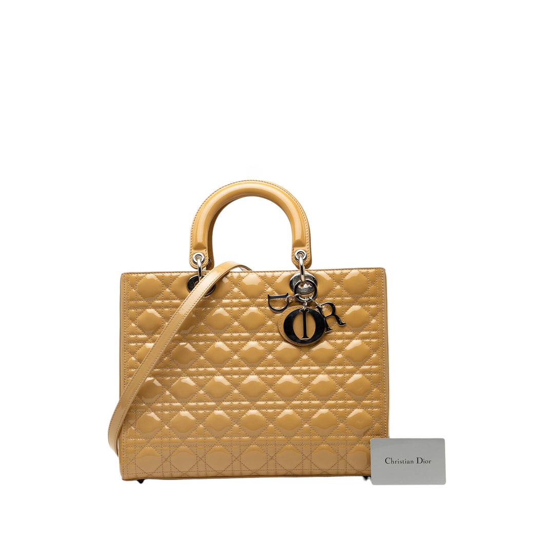 Dior Large Cuir verni Cannage Lady Dior