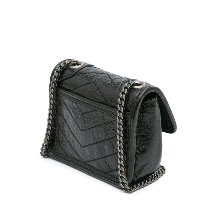 Saint Laurent Micro froissé Cuir de veau Niki Airpods Étui avec chaîne