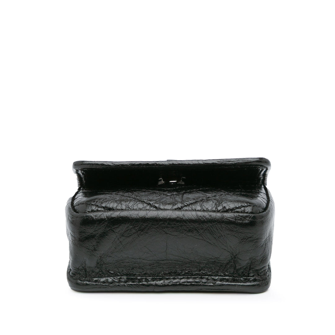 Micro Crinkled Leather Niki Airpods Case with Chain Black - Gaby Paris
