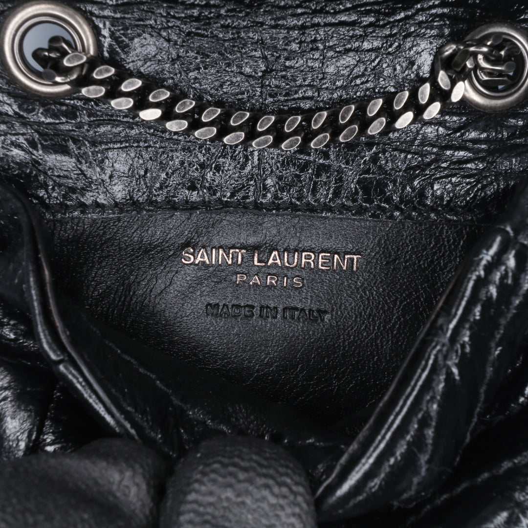 Saint Laurent Micro froissé Cuir de veau Niki Airpods Étui avec chaîne