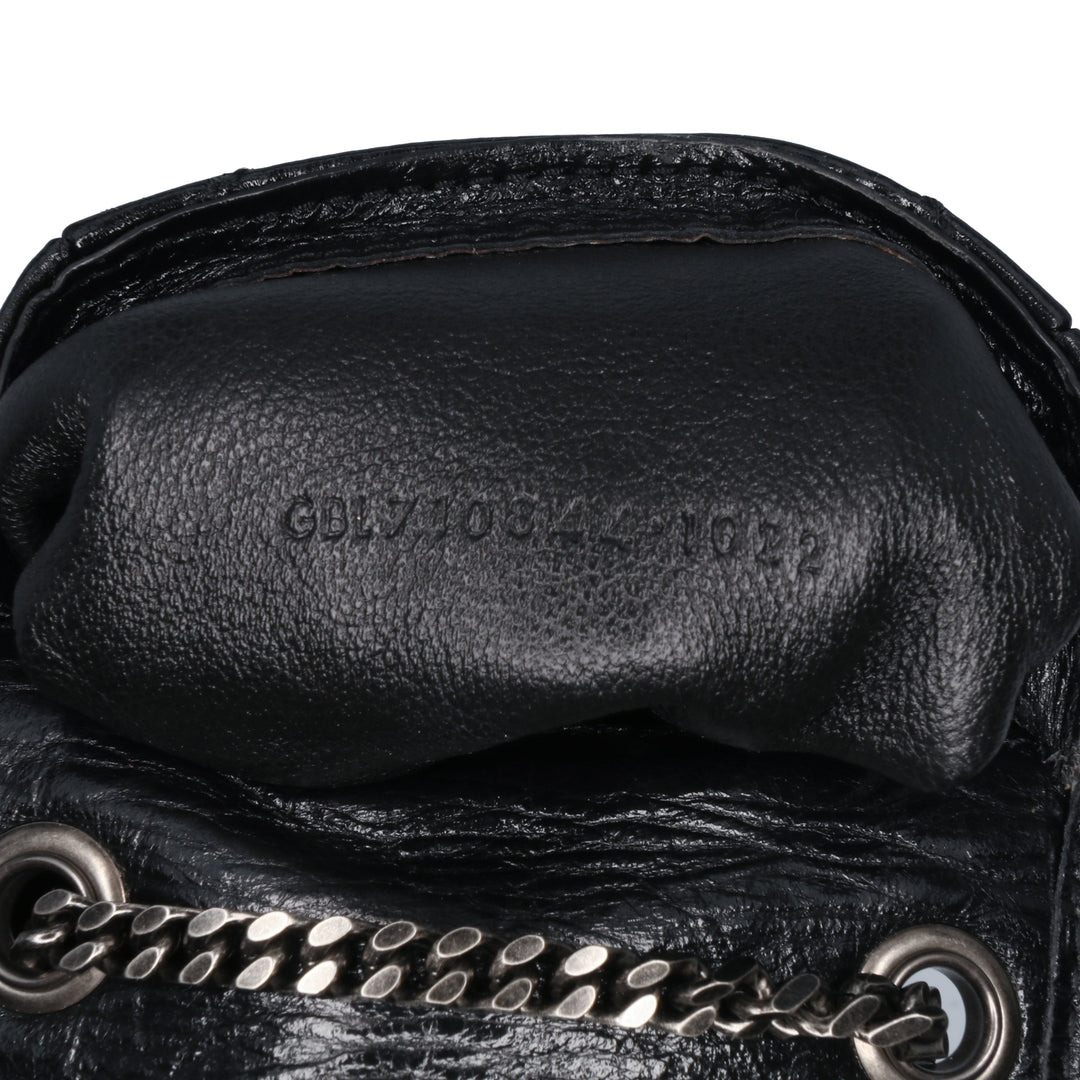 Micro Crinkled Leather Niki Airpods Case with Chain Black - Gaby Paris