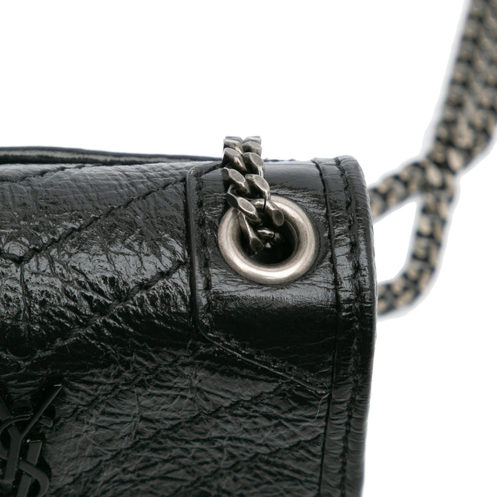 Saint Laurent Micro froissé Cuir de veau Niki Airpods Étui avec chaîne