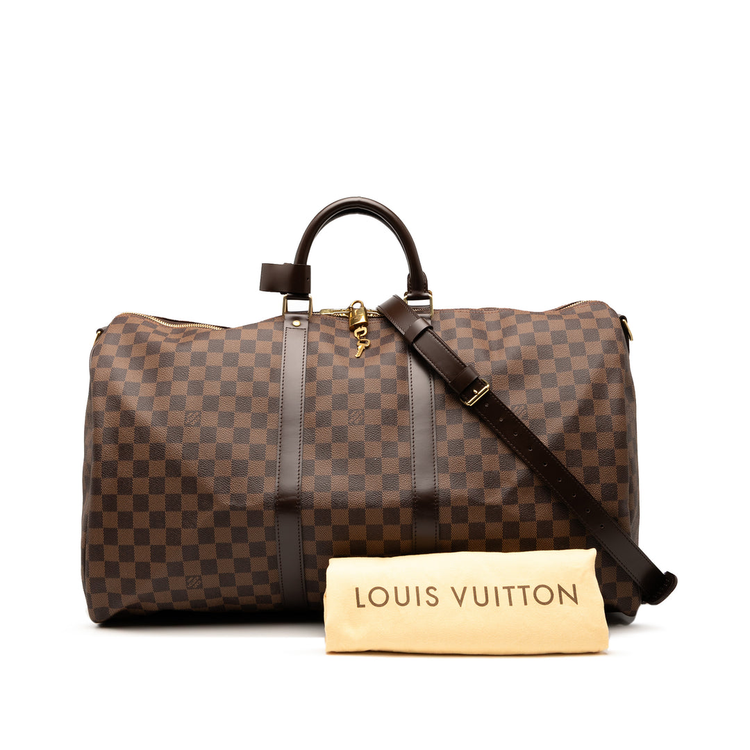 Louis Vuitton Damier Ebene Keepall Bandouliere 55 Marron – GABY PARIS Authentique
