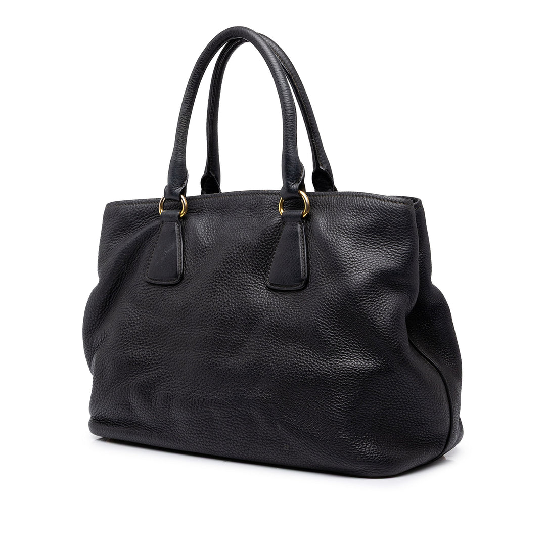 Prada Cabas Vitello Daino Open Noir – vue 2 – GABY PARIS