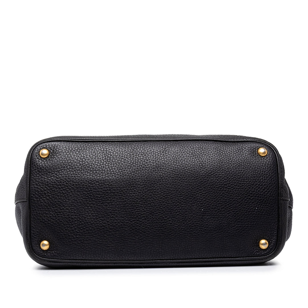 Prada Cabas Vitello Daino Open Noir – vue 3 – GABY PARIS