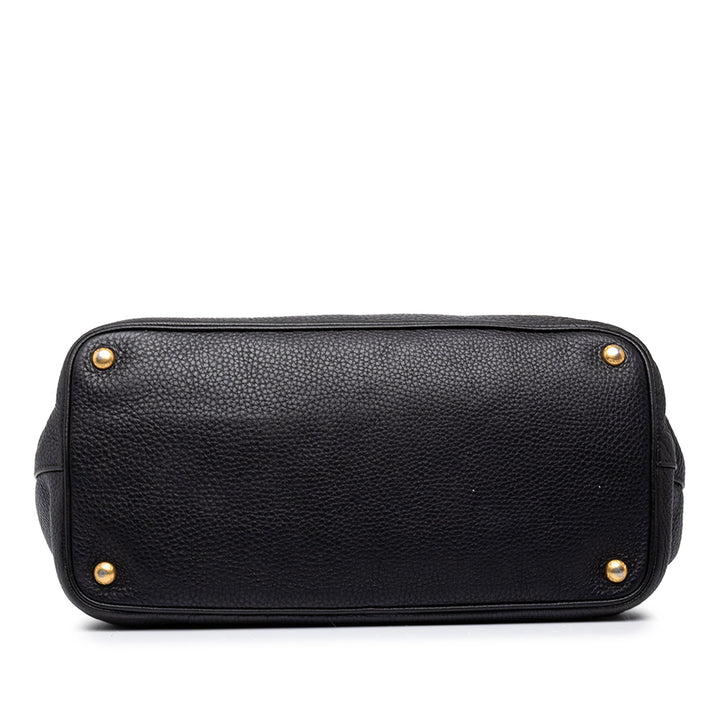 Prada Cabas Vitello Daino Open Noir – vue 3 – GABY PARIS