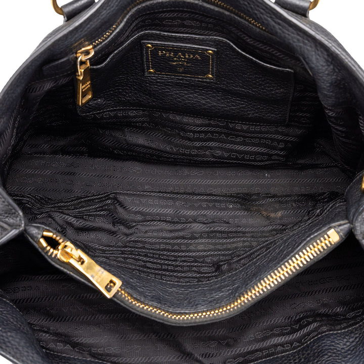 Prada Cabas Vitello Daino Open Noir – vue 4 – GABY PARIS