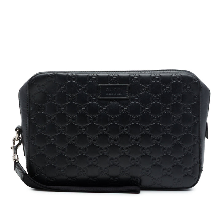 Gucci Pochette Guccissima Wristlet Noir – vue principale – GABY PARIS