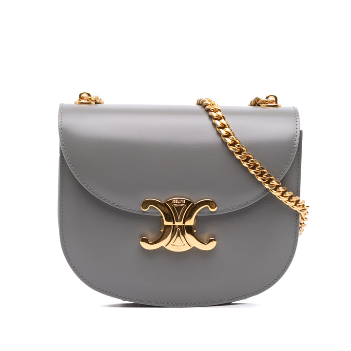 brillant Triomphe Besace Clea Chaîne Sac Teen Cuir de veau Gris