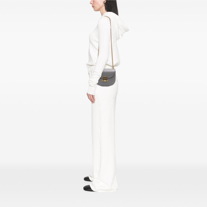 brillant Triomphe Besace Clea Chaîne Sac Teen Cuir de veau Gris