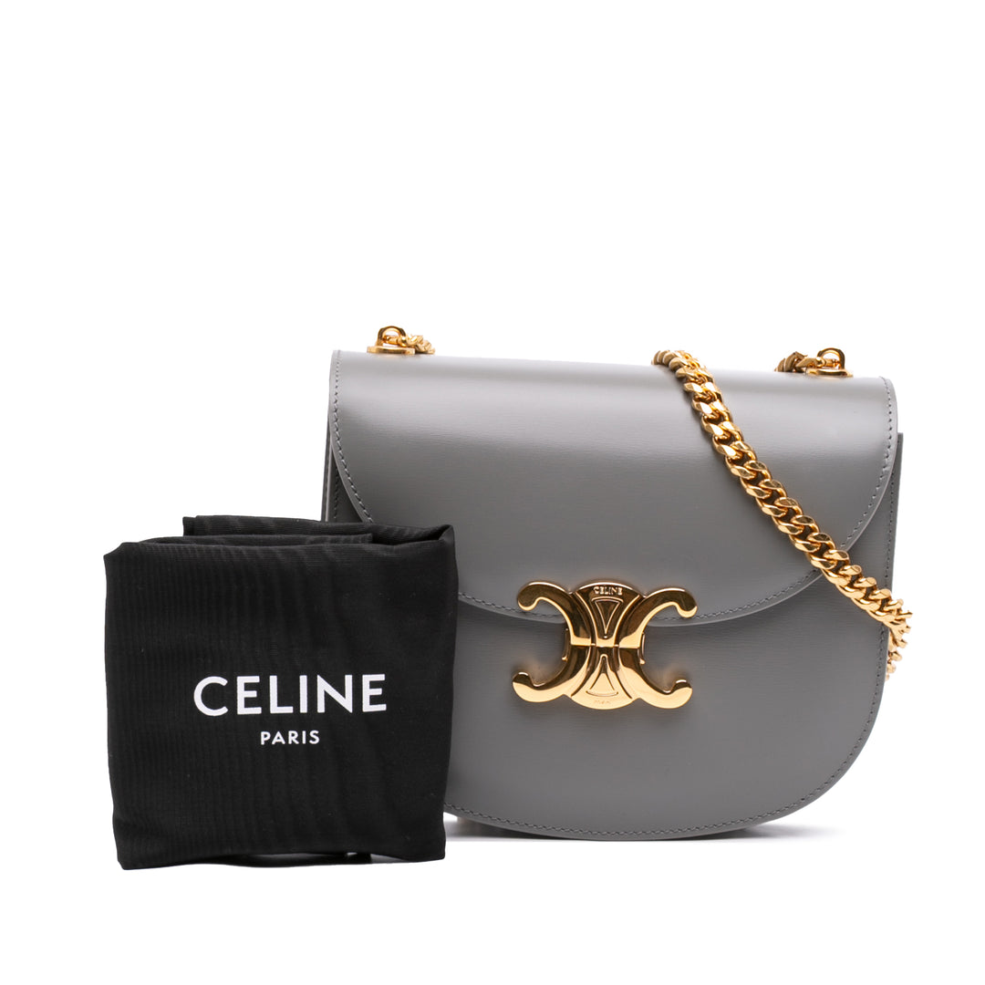 brillant Triomphe Besace Clea Chaîne Sac Teen Cuir de veau Gris
