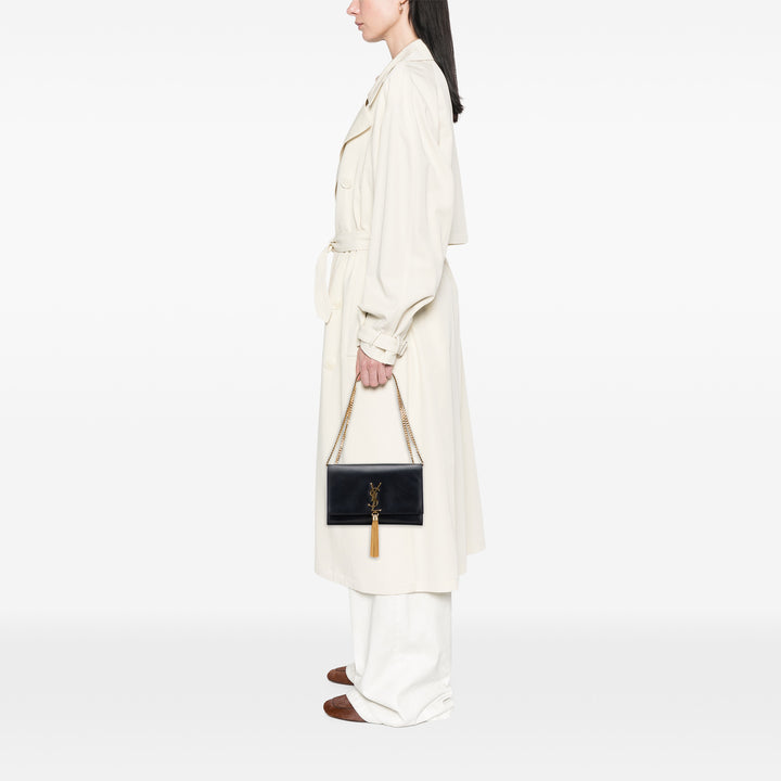 Saint Laurent Medium Smooth Cuir de veau Classic Monogram Kate Pompon Sac porté croisé – GABY PARIS Authentique