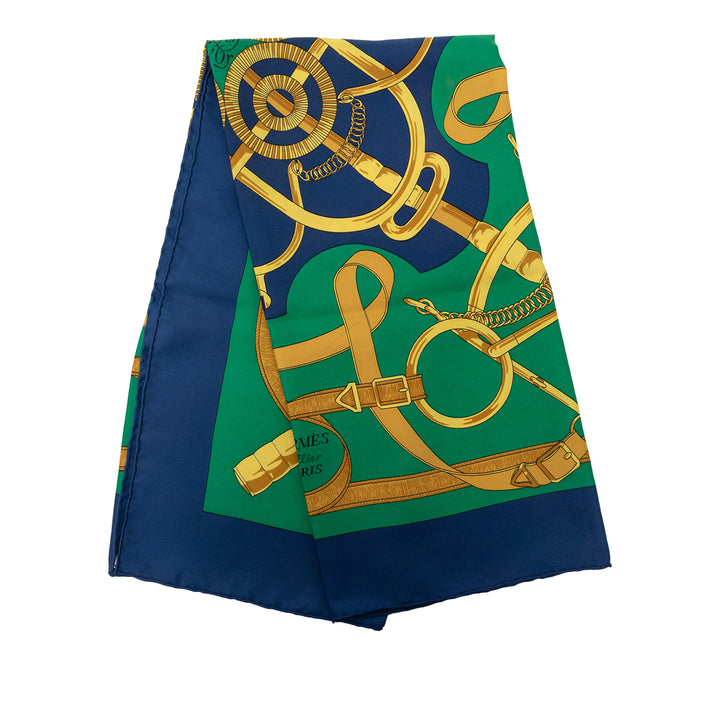 Hermès Eperon D Or Foulard 90 Bleu – vue principale – GABY PARIS