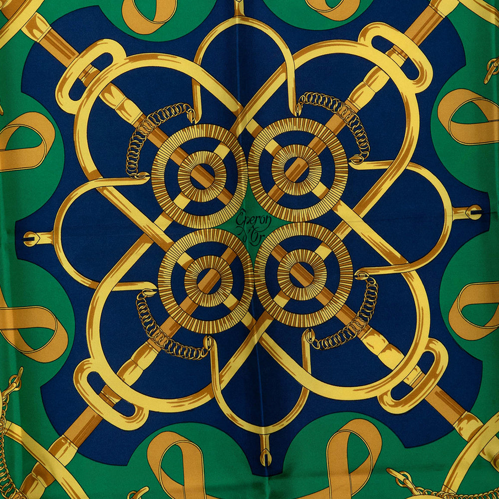 Hermès Eperon D Or Foulard 90 Bleu – vue 2 – GABY PARIS