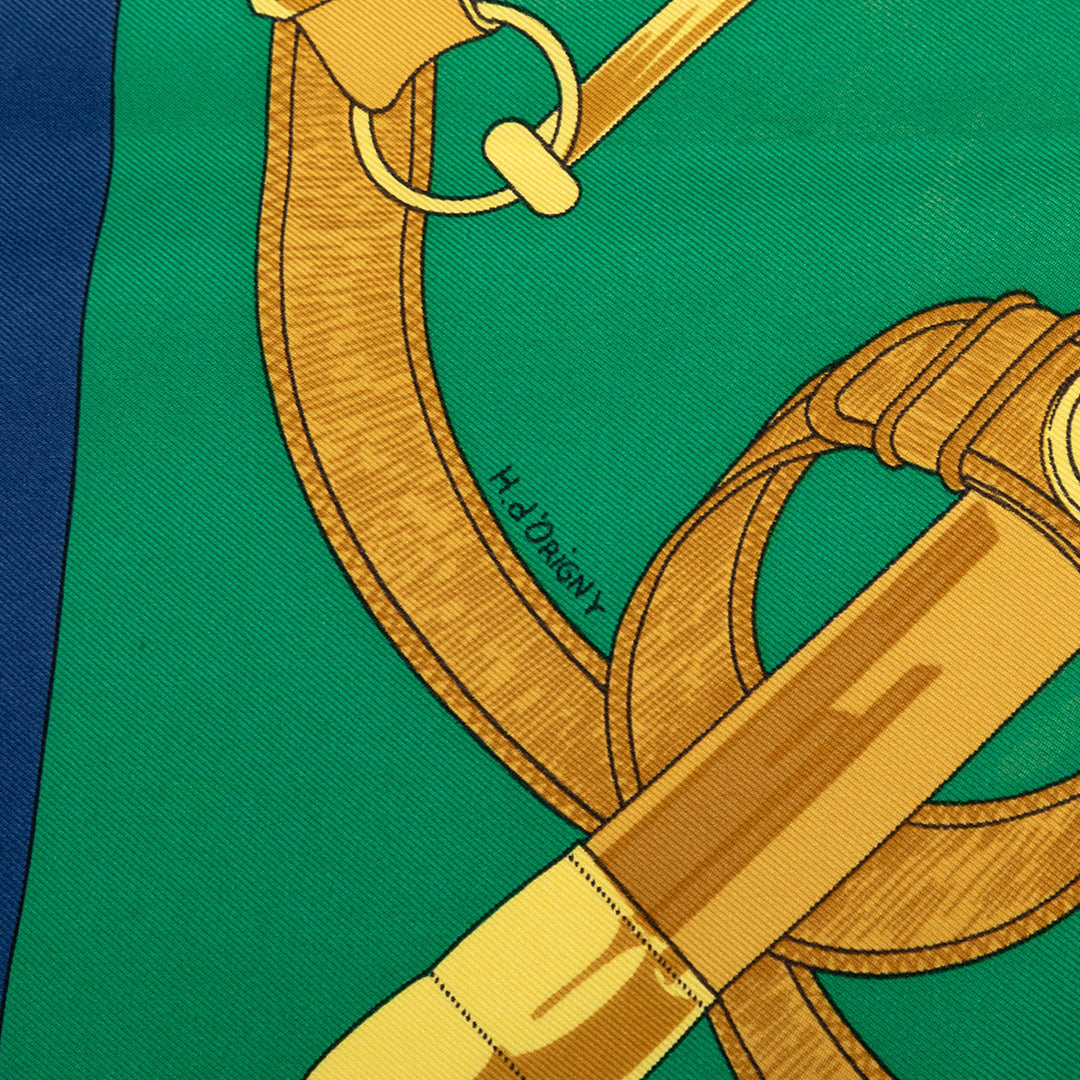 Hermès Eperon D Or Foulard 90 Bleu – vue 9 – GABY PARIS