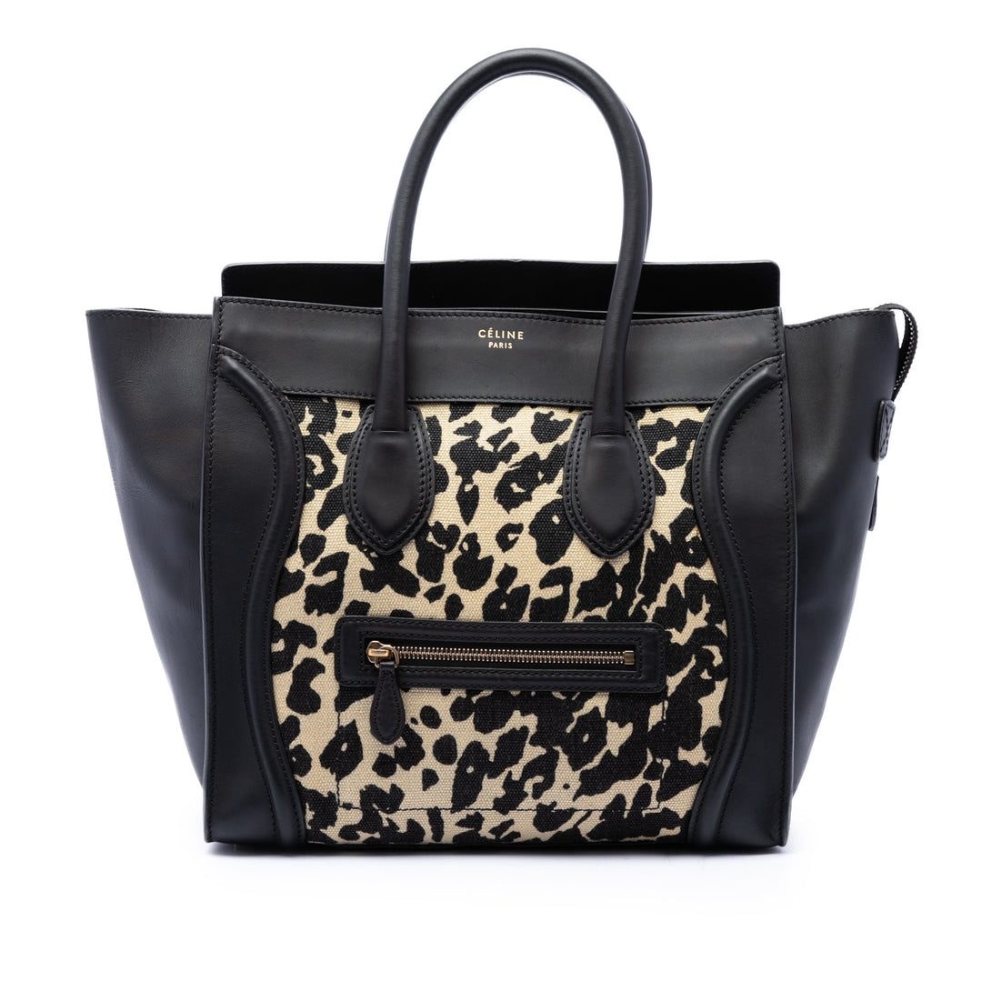 Leopard Imprimé Luggage Cabas Mini Noir