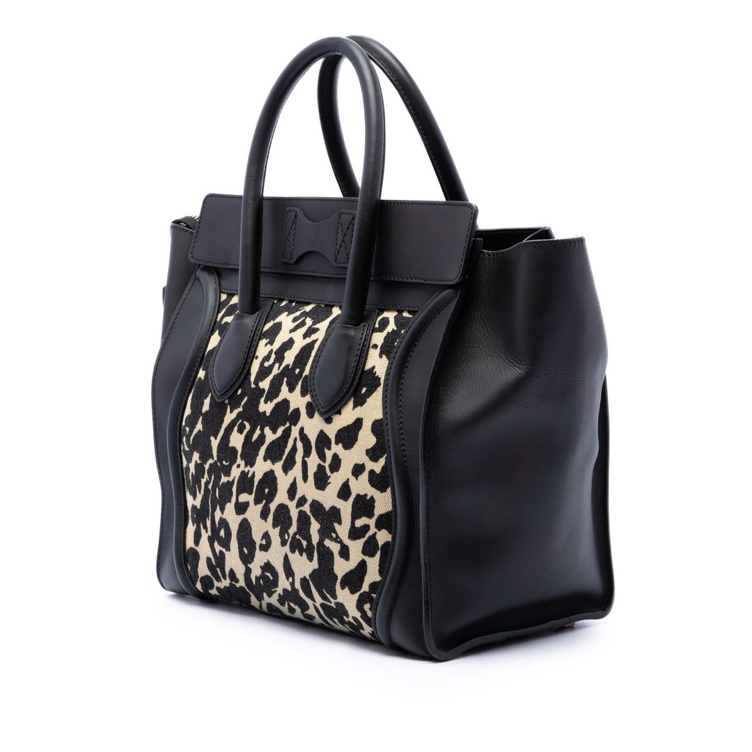 Leopard Imprimé Luggage Cabas Mini Noir