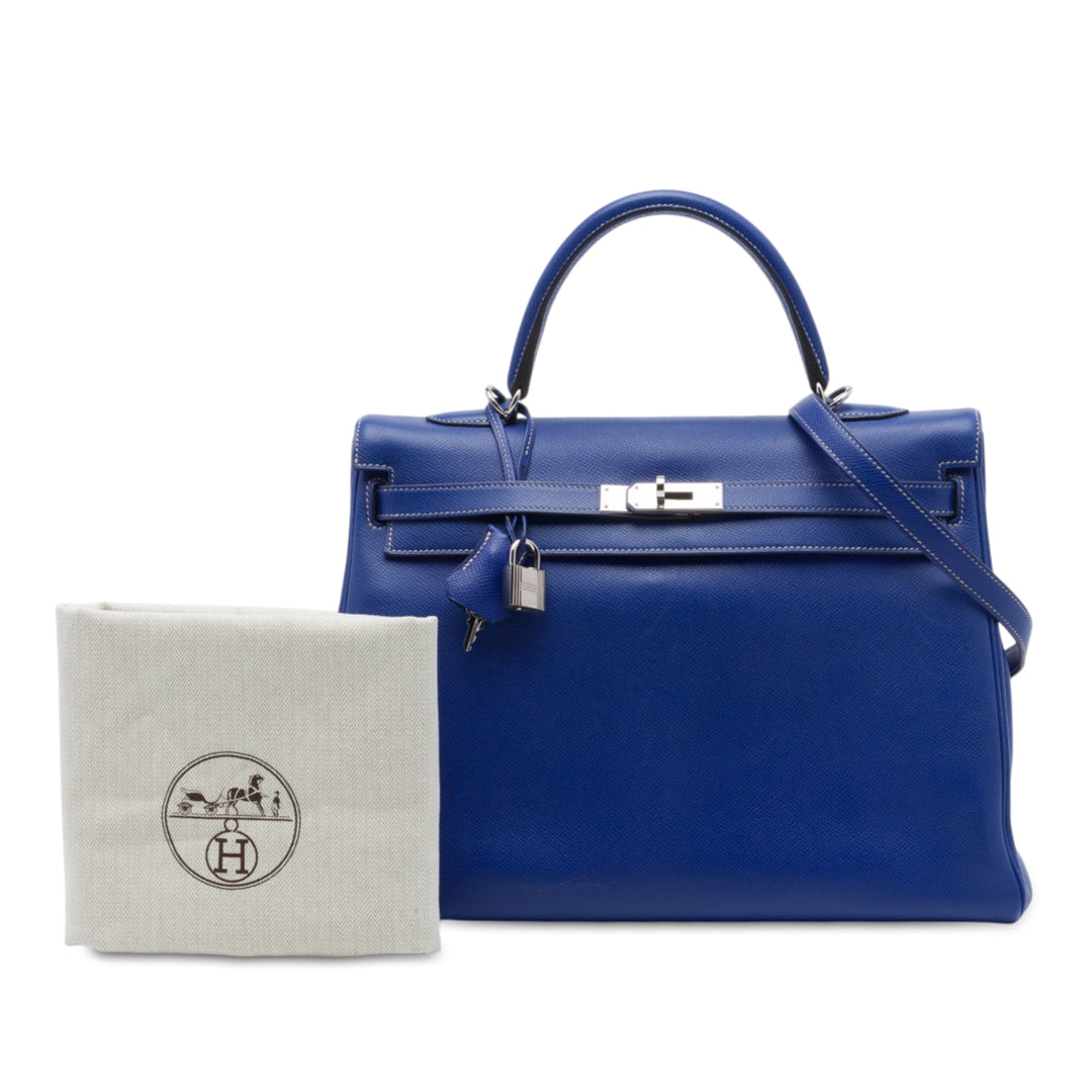 Hermès Sac à main Kelly II Retourne 35 Epsom Bleu – vue 7 – GABY PARIS