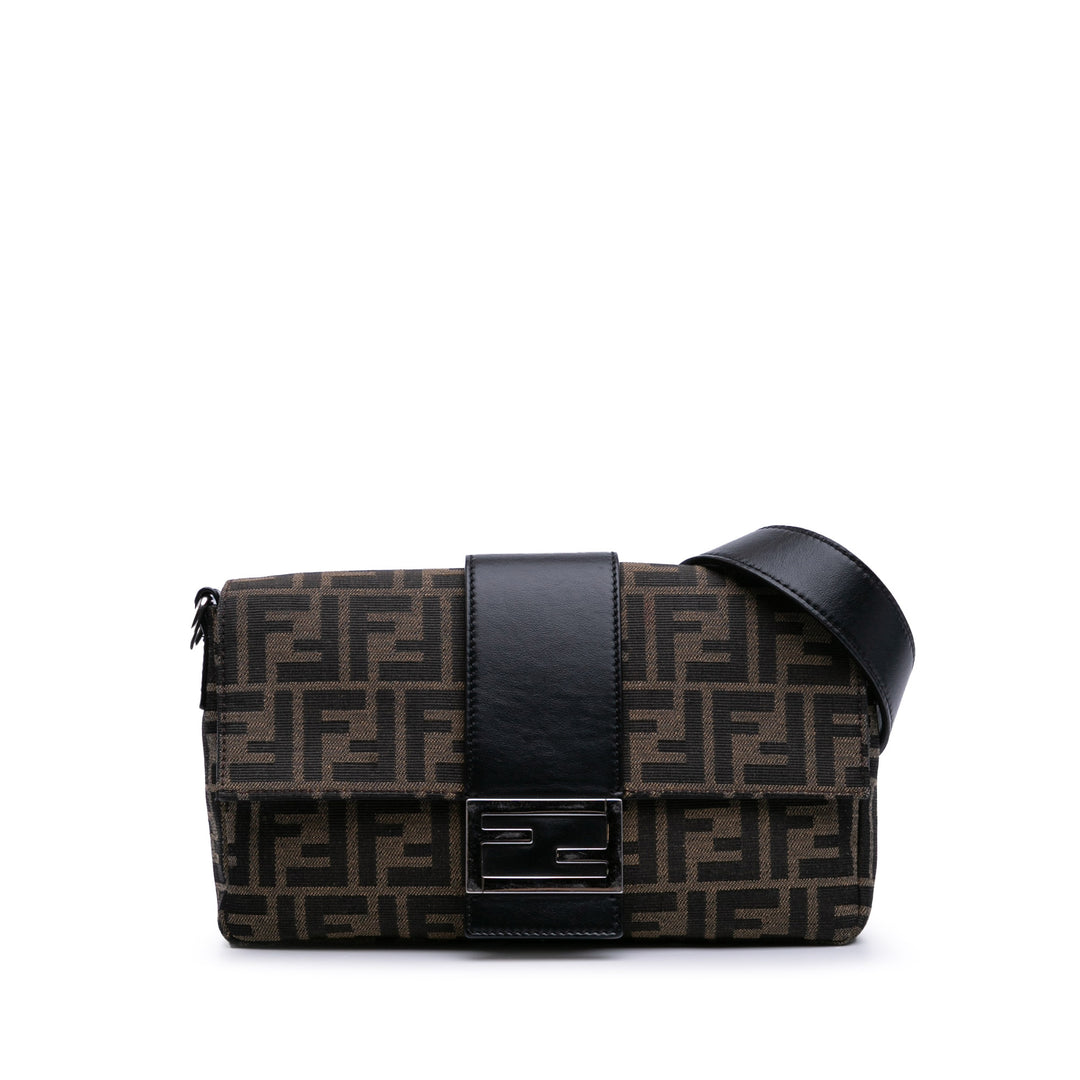 Zucca Canvas Convertible Baguette Crossbody Brown - Gaby Paris