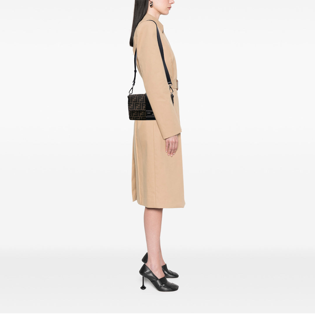 Zucca Canvas Convertible Baguette Crossbody Brown - Gaby Paris