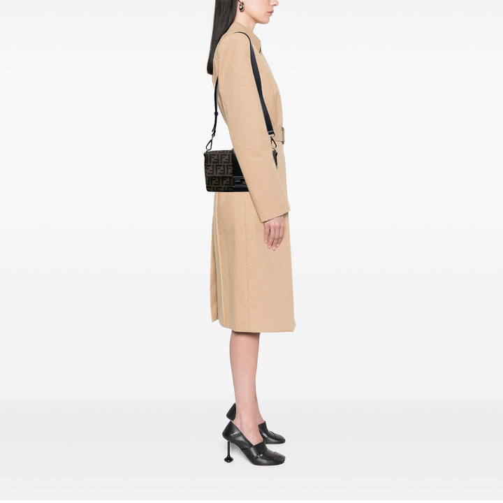 Zucca Canvas Convertible Baguette Crossbody Brown - Gaby Paris