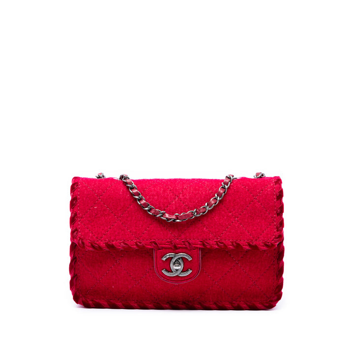 Chanel CC Matelassé Laine Felt Whipstitch Fancy à rabat