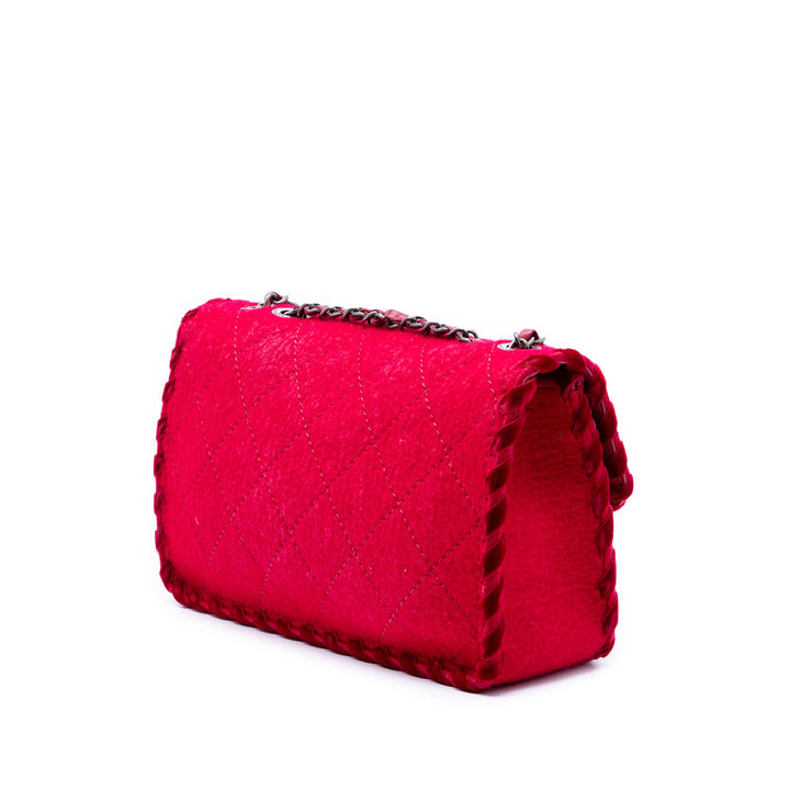 Chanel CC Matelassé Laine Felt Whipstitch Fancy à rabat