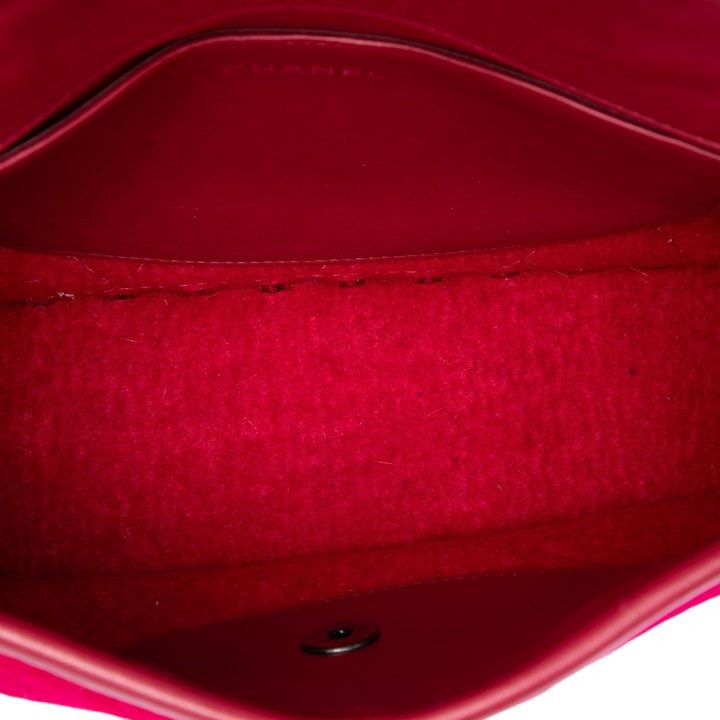 Chanel CC Matelassé Laine Felt Whipstitch Fancy à rabat