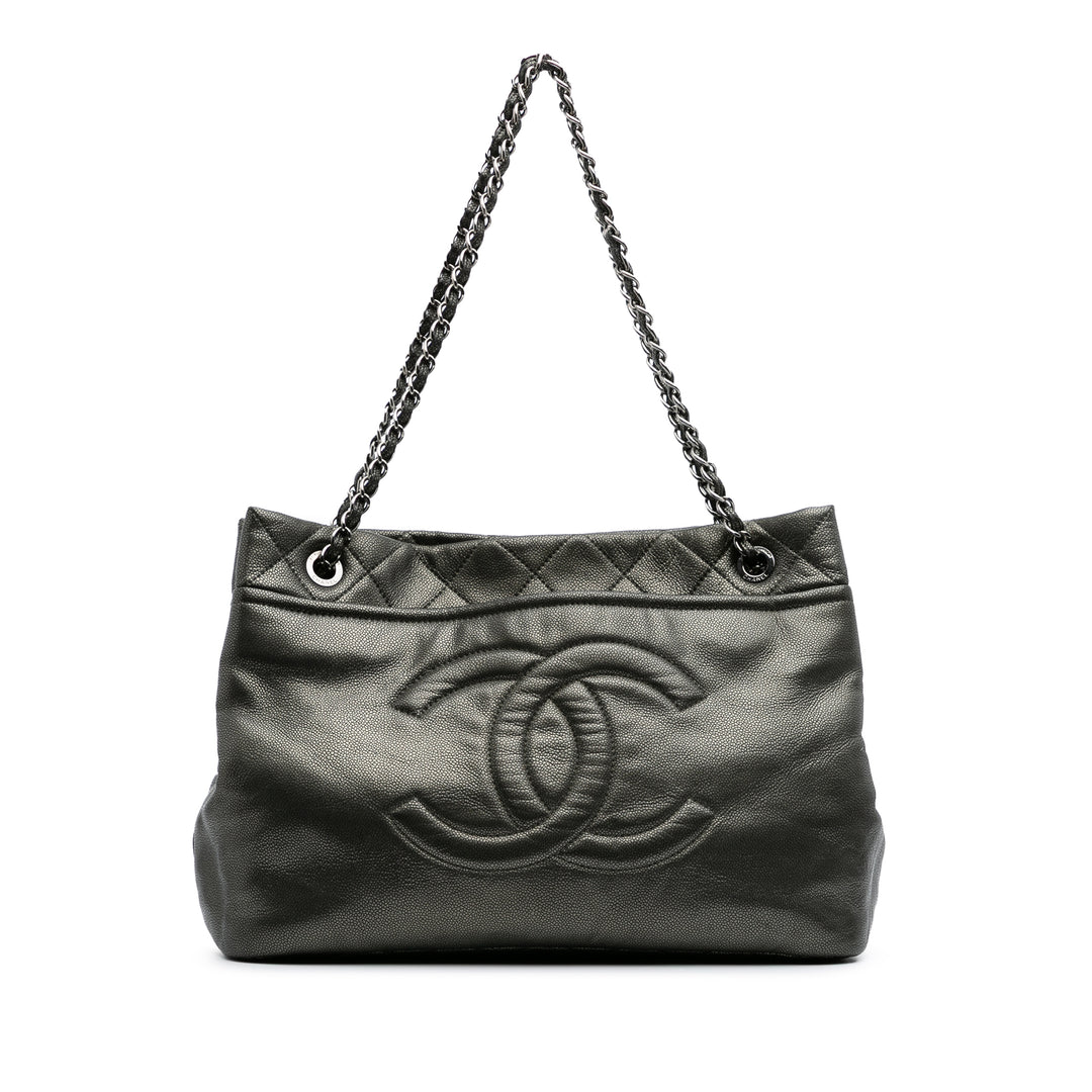 CC Metallic Caviar Soft Tote Gray - Gaby Paris
