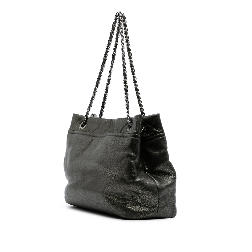 CC Metallic Caviar Soft Tote Gray - Gaby Paris