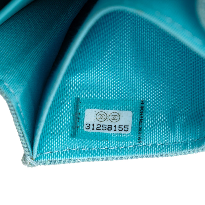 Chanel Matelassé 19 Porte-cartes avec chaîne Jean Bleu