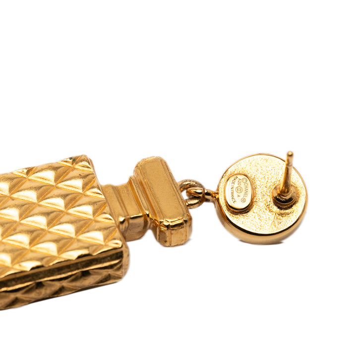 Chanel plaqué Perles fantaisie et Strass CC Perfume Bottle pendantes Boucle d’oreilles