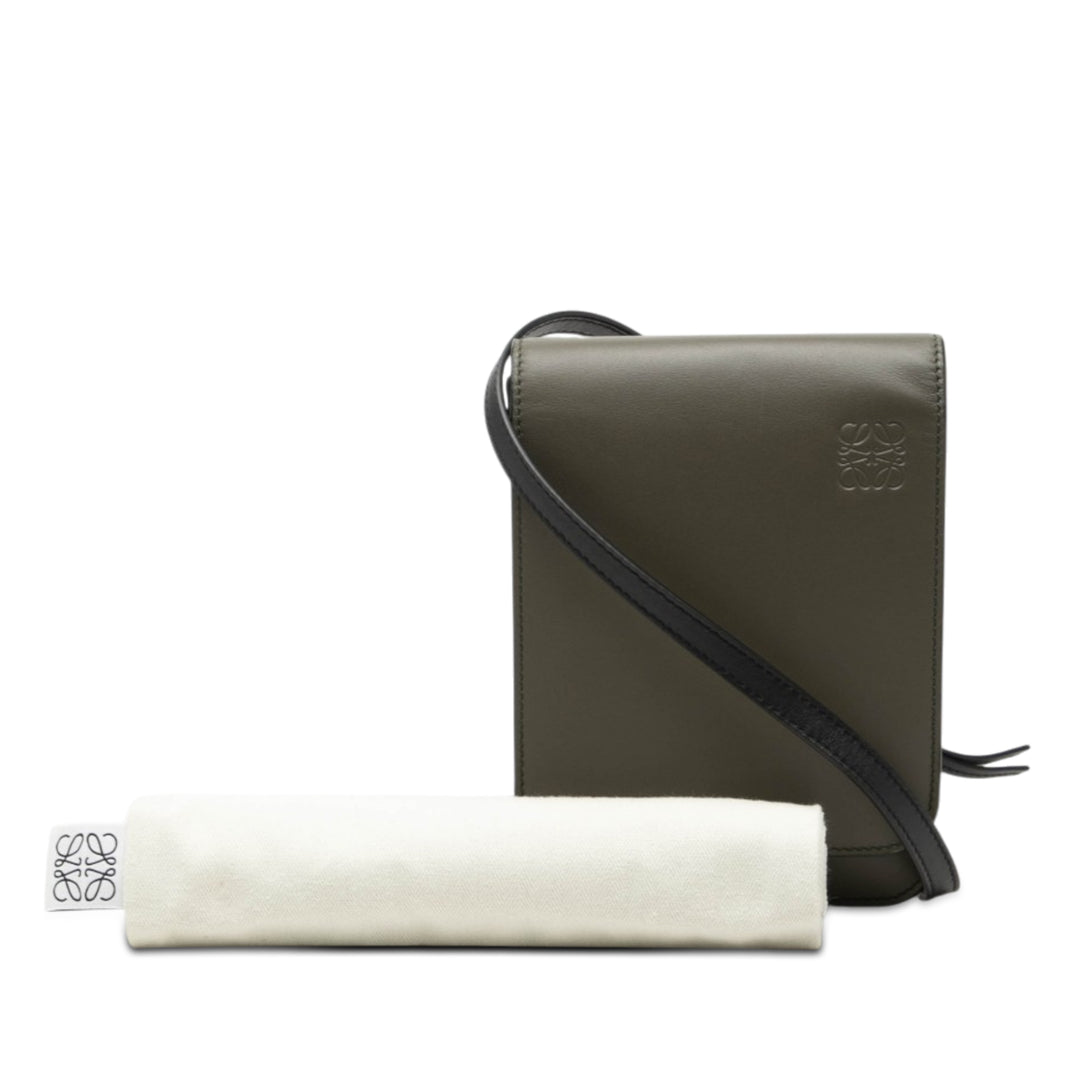 LOEWE Bicolor Cuir Anagram Gusset Flat Sac porté croisé