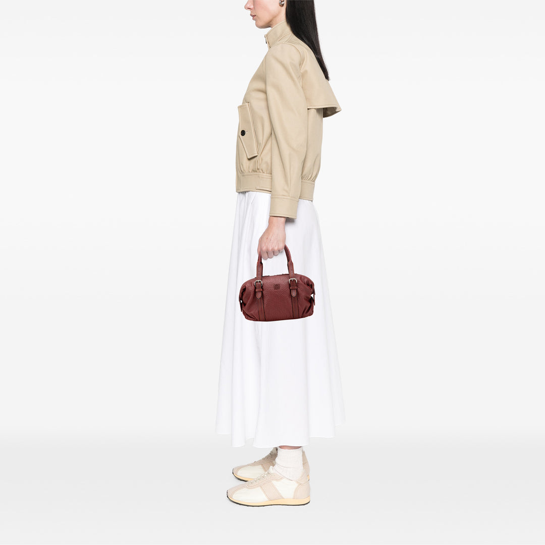 Mini Anagram Leather Boston Bag Red - Gaby Paris