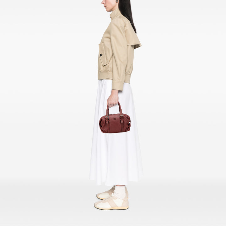 Mini Anagram Leather Boston Bag Red - Gaby Paris