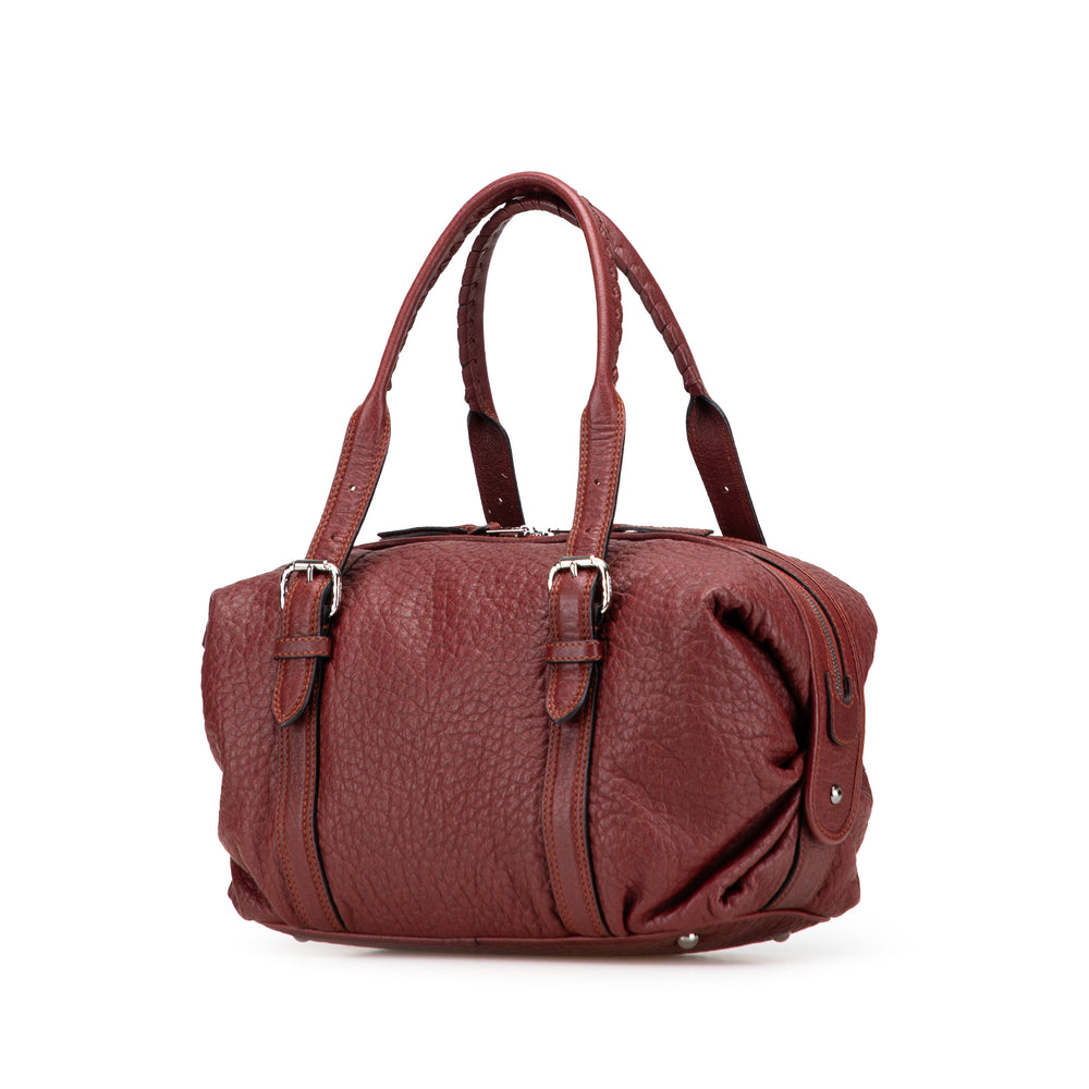Mini Anagram Leather Boston Bag Red - Gaby Paris