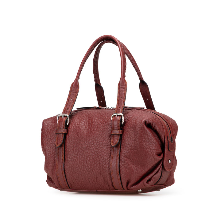 Mini Anagram Leather Boston Bag Red - Gaby Paris
