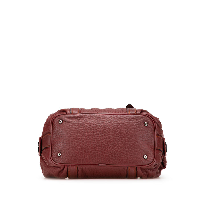 Mini Anagram Leather Boston Bag Red - Gaby Paris