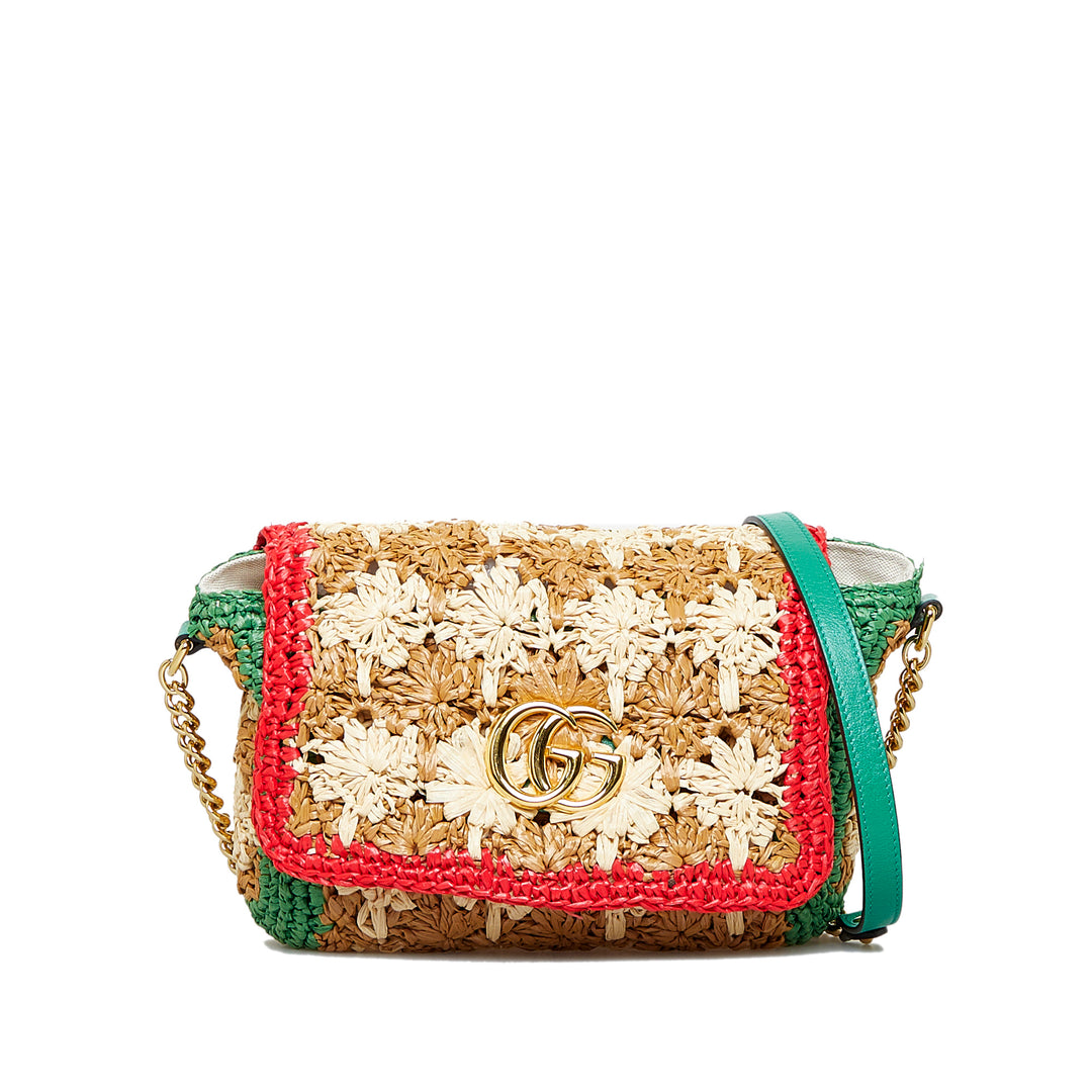 Small Raffia GG Marmont Crossbody Brown - Gaby Paris